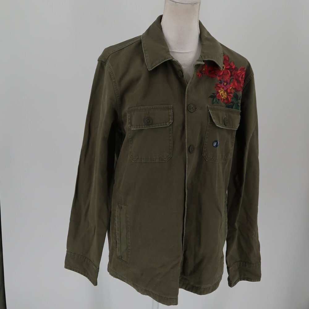 Abercrombie & Fitch Women's Green Jacket w Floral Details Size Small NWT